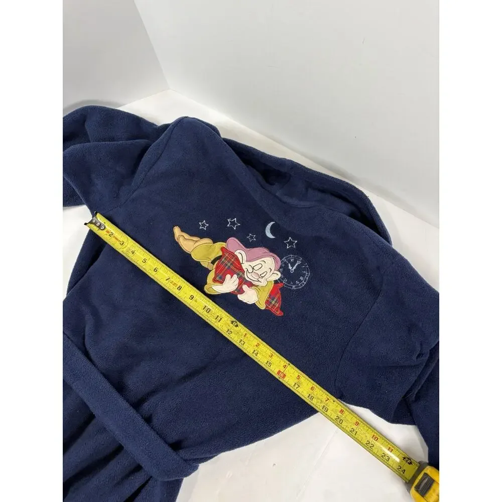 Disney Classics Dopey Bath Robe Fleece Navy Blue Small Snow White Plush Belt - Picture 7 of 7